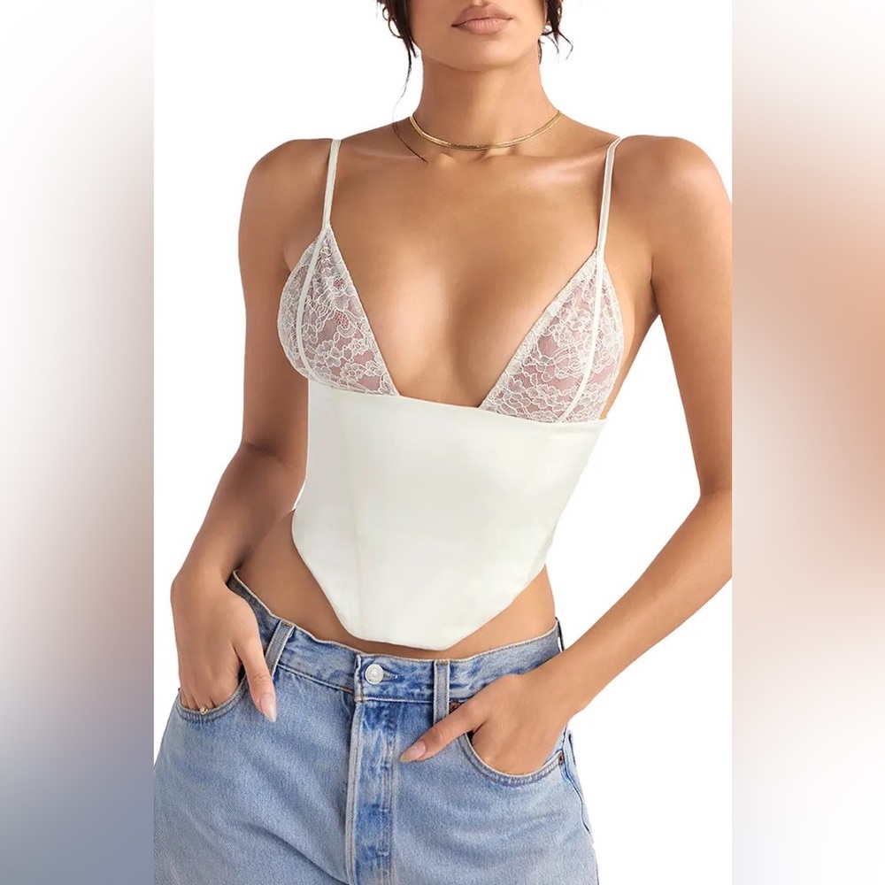 House of CB Lace & Satin Corset Ivory